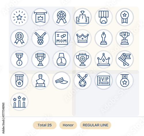 Honor Vector Icon Arsenal with 25 128x128 Regular Line Detail Enhanced designs