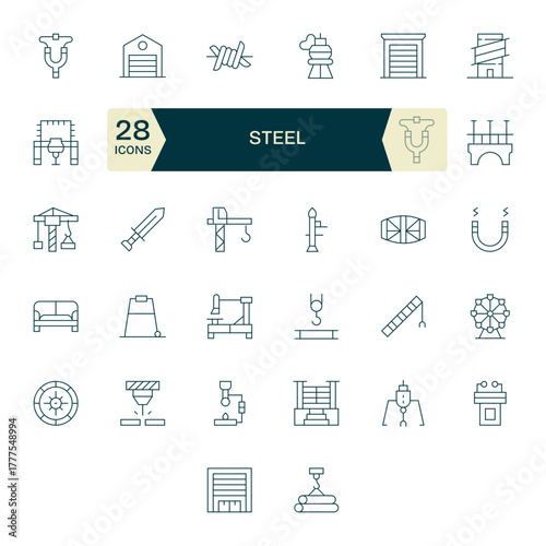 Steel Exclusive Vector Set featuring 32 Thin Line Pixel Aligned Retina Ready Icons