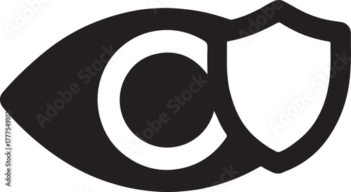 Eye and shield protection editable icon representing safety, security, and vision protection concept.