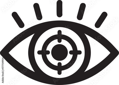 Eye with crosshair focus editable icon symbolizing precision, targeting, and accurate vision concept.
