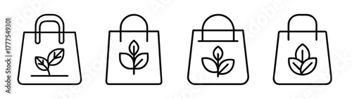 Eco friendly reusable shopping bags vector illustration set for sustainable lifestyle and design needs