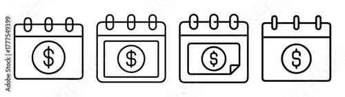 Financial calendar reminder for payment schedule and money due date appointment planning concept
