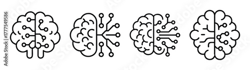 Ai brain technology concept with neural network and machine learning for innovation growth