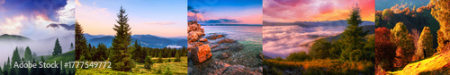 Fotografía amazing  collage from landscapes, picturesque sunset images sea and mountains