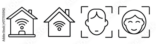 Find smart home face recognition technology security system vector icon illustration design concept