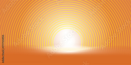 futuristic yellow glowing curve vector lines on orange background