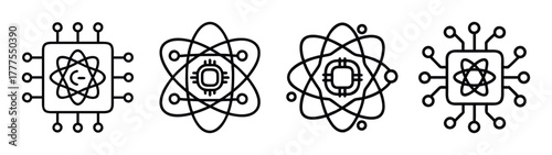 Atomic technology circuit board vector illustration science engineering innovation design digital future