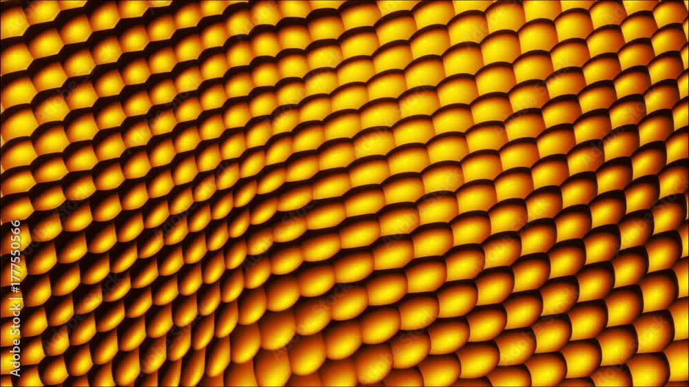 Repeating golden 3D scales metallic abstract surface