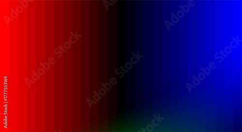 Vibrant gradient transition from red to blue with black and green accents