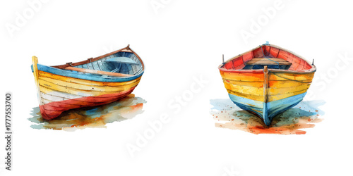 lifeboat watercolor vector illustration