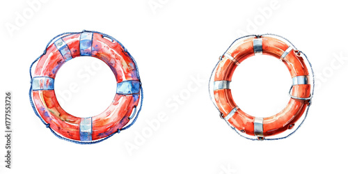lifebouy watercolor vector illustration