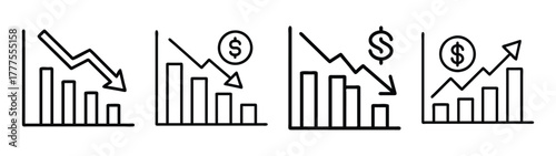 Stock market trends and analysis: financial investment graphs showing profit and loss data trends