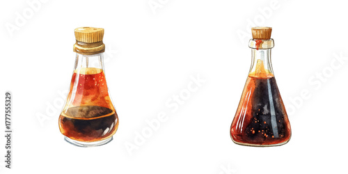 teriyaki sauce watercolor vector illustration