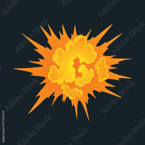 Explosion animation. Animation for game of the explosion effect. Cartoon animation for game. Exploding effect. Hand drawn vector illustration
