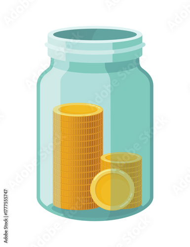 Investing bottle money, icon. Money growing concept, finance savings tree, finances investment. Money growing plant step with deposit coin in bank concept
