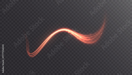 A radiant golden vortex rising in elegant curved lines against a transparent background. Glowing, smooth light with a soft blur of movement for magical light overlays.