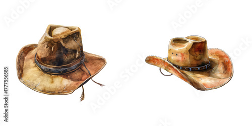 vintage cowboy hat watercolor vector illustration