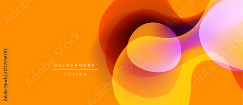 Abstract fluid shapes, vibrant orange hues dominate design. Modern background with gradient layers, dynamic composition. Text reads background design.