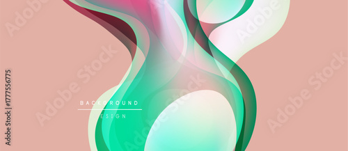 Abstract flowing shapes, soft colors, peach background. Modern design elements create dynamic visual texture.