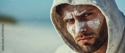 Stylish male in hoodie looking aloof