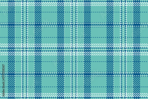 Gentle check tartan background, product fabric vector plaid. Silky seamless texture pattern textile in teal and cyan colors.