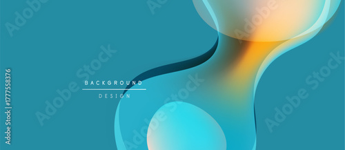 Abstract fluid shapes overlap, creating vibrant blue, orange gradients. Minimalist design suggests modern background texture. Smooth curves dominate composition.