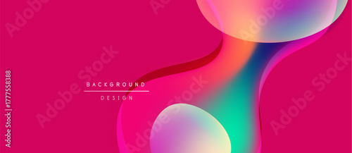 Abstract vibrant design. Fluid shapes, pink hues dominate, gradients create dynamic visual effect. Modern background element.