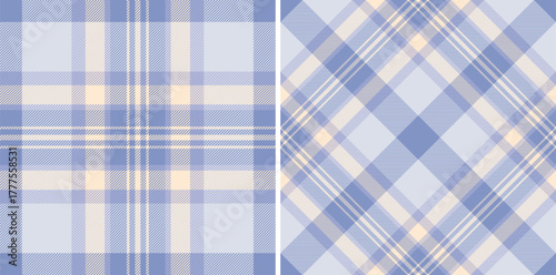 Background tartan check of texture pattern textile with a vector fabric plaid seamless. Set in sky colors for pillow arrangement on bed.