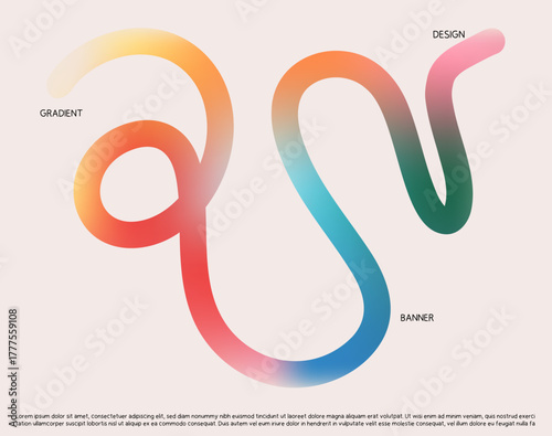 Modern Abstract Gradient Banner Background with  Multicolor Wave Geometric Shape  and Copy Space.  Trendy Template for Exhibitions, Creative Fairs, Workshops, and Contemporary Branding