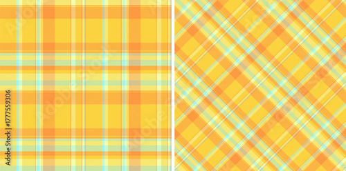 Texture vector fabric of plaid seamless textile with a check background tartan pattern. Set in neon colors. Striped shirt outfit ideas.