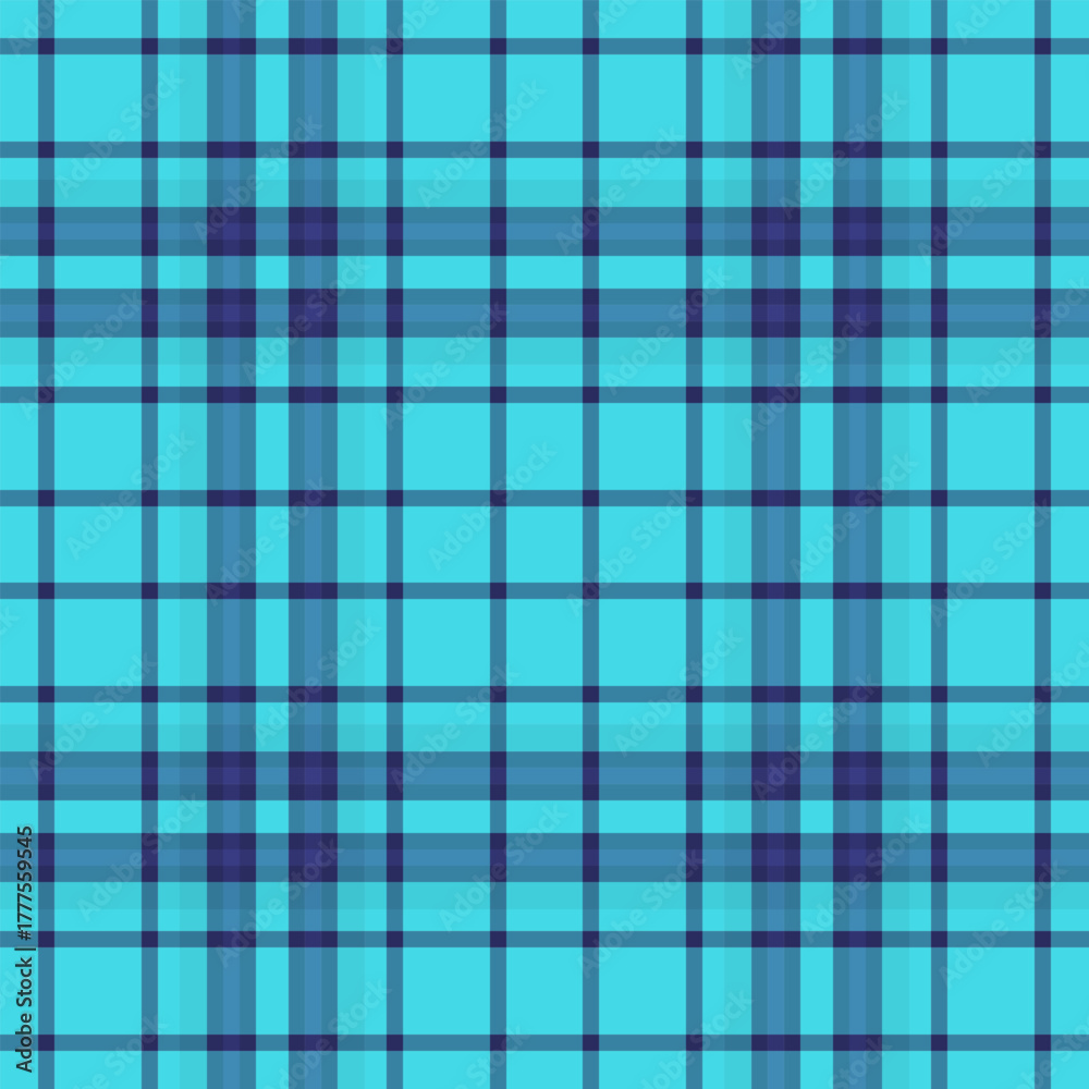 Fototapeta premium Form check seamless texture, site vector tartan textile. Thread background pattern fabric plaid in cyan and blue colors.