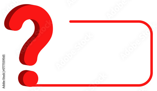 Red question and exclamation marks next to a blank frame on a white background, ideal for creative design use.