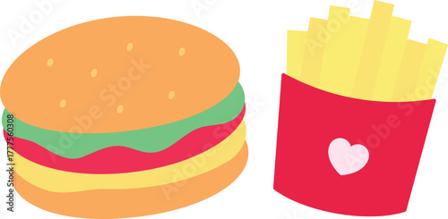 a hamburger and french fries combo meal