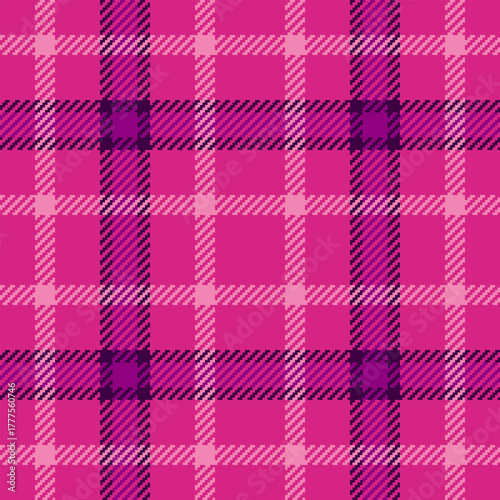 Official fabric vector background, self pattern textile plaid. Order seamless texture tartan check in pink and dark colors.