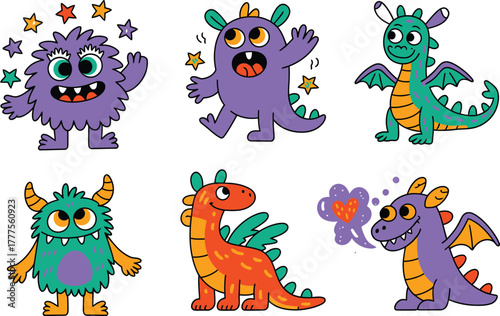 Charming cartoon monsters and dragons bring fun and fantasy to playful designs