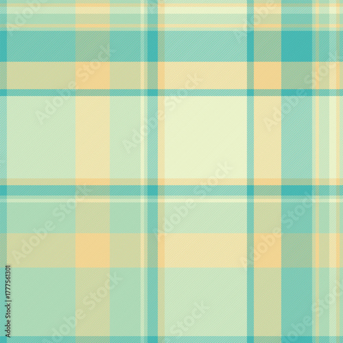 Genuine fabric plaid background, creative vector texture pattern. Indoor tartan seamless check textile in light and amber colors.