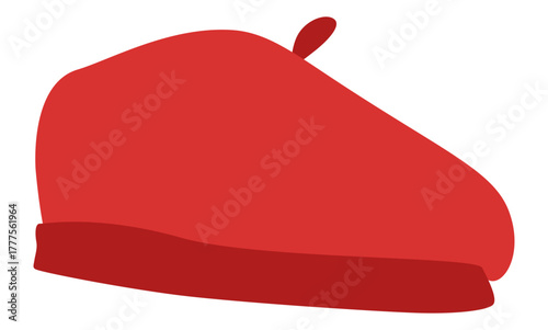 Bold red beret illustration showcasing contemporary fashion accessory design in vibrant color.