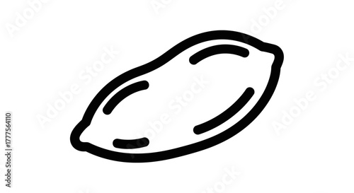 Simple black and white illustration of a single peanut.