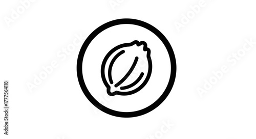 A simple, minimalist icon of a lemon or lime inside a circle, rendered in black lines on a white background.