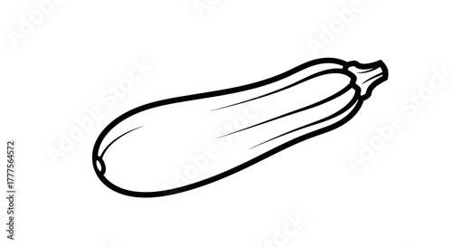 A simple black and white illustration of a single zucchini.