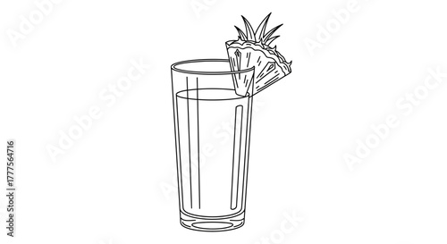 A tall glass of juice garnished with a pineapple slice.