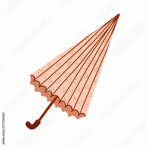 Hand drawn closed umbrella accessory vector illustration. Equipment for protection from rain, bad weather, monsoon, heat