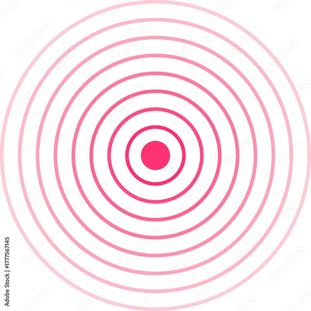 Naklejka premium Concentric Pink Circles Radiating From A Small Central Dot Against A Transparent Background