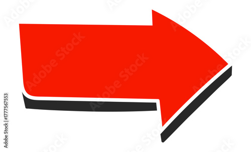 A bold red three dimensional arrow with a black outline points to the right The simple doodle style is clean and modern