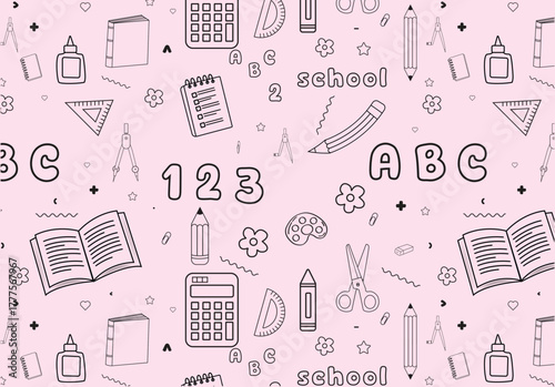 100 day of school pattern seamless background vector design