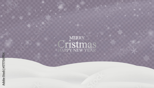 A Christmas winter background with soft snowy hills and falling snowflakes. The light snow, soft glow, and clear atmosphere create the feeling of a winter landscape.	