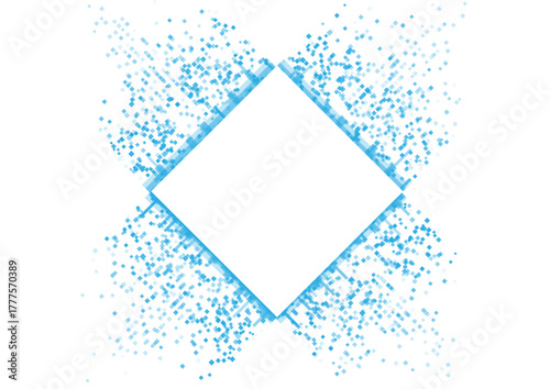 Blue small squares mosaic dots abstract tech background. Futuristic vector design