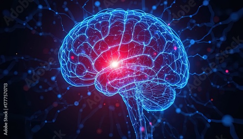 Stunning brain illustration for medical research, science, and technology projects. Powerful visual for innovation, health, and cutting-edge concepts