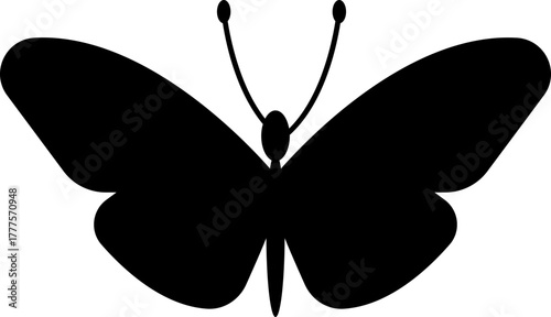 Butterfly icon colorful insect black silhouette and outline flat style vector illustration, flying moth design, decorative butterfly symbol graphic element.