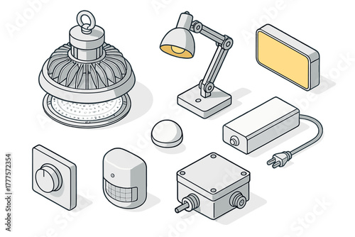 Collection of modern electrical components for smart home automation systems